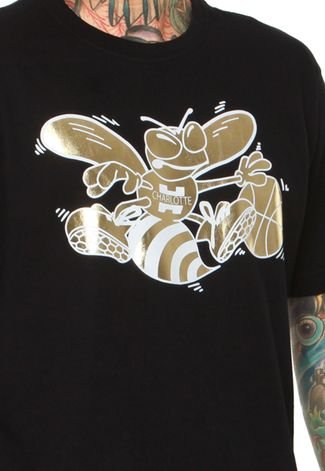Camiseta New Era Black Gold Charlotte Hornets Preta