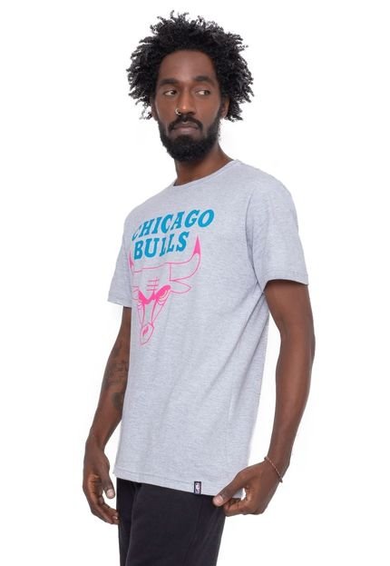 Camiseta NBA Estampada Chicago Bulls Cinza Mescla - Marca NBA