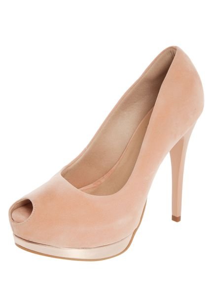 Peep Toe Pink Connection Meia-Pata Laminado Nude - Marca Pink Connection