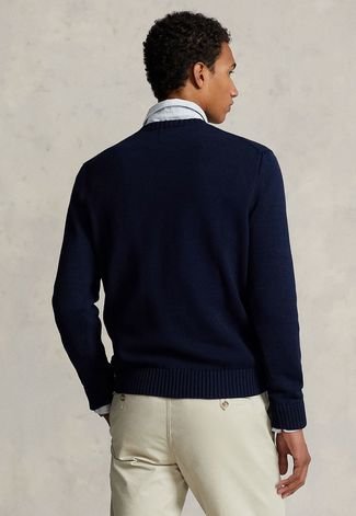 Suéter Tricot Polo Ralph Lauren Reta Logo Azul-Marinho