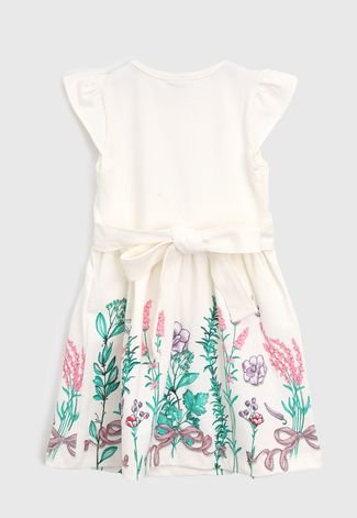 Vestido Brandili Mundi Infantil Floral Off-White