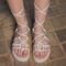 Sandália Feminina Papete Aranha Modelo Gladiadora com Amarração na Perna Branco - Marca Calce Com Estilo