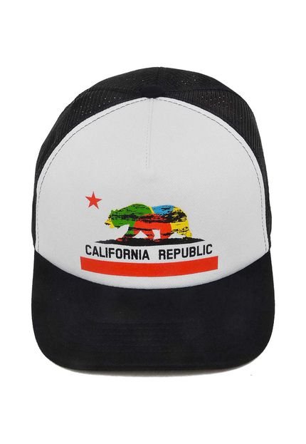 Boné Krew Trucker California Republic Psico Branco/Preto - Marca Krew
