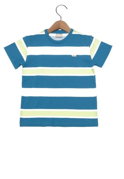 Camiseta Manga Curta Milon Listrada Infantil Azul/Branca - Marca Milon
