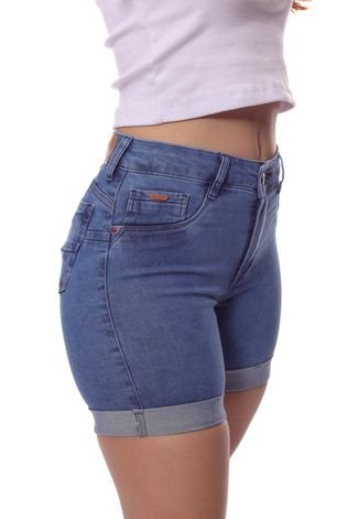 Bermuda  Jeans Feminina Meia Coxa Barra Italiana Crocker