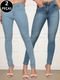 Kit 02 Calças Jeans Skinny Feminina Azul Médio e Marmorizado - Marca CKF Wear