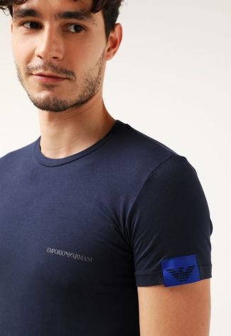 Camiseta Emporio Armani Underwear Logo Azul-Marinho - Compre Agora