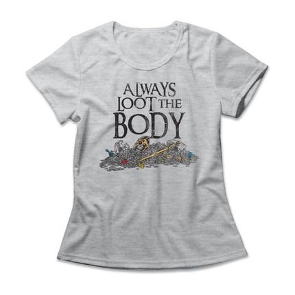 Camiseta Feminina Loot The Body - Mescla Cinza - Marca Studio Geek 