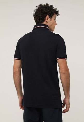 Camisa Polo Tommy Hilfiger Reta Logo Azul-Marinho