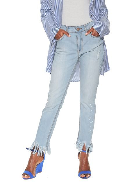 Calça Jeans Lez a Lez Slim Paint Splater Azul - Marca Lez a Lez