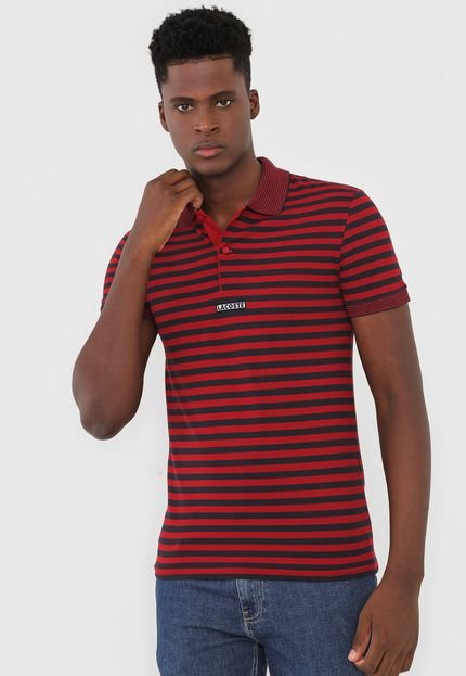 Camisa Polo Lacoste Reta Listrada Vermelha - Marca Lacoste