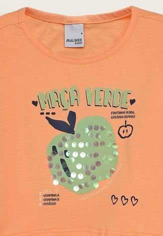 Camiseta Infantil Manga Curta Malwee Kids Estampado Laranja