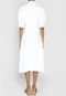 Vestido Lauren Ralph Lauren Midi Mangas Bufantes Off-White - Marca Lauren Ralph Lauren