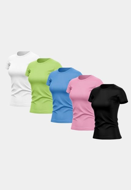 Kit 5 Camisetas Manga Curta Feminina Dry Básica Lisa Proteção Solar UV Térmica Blusa Academia Esporte Camisa Colorido - Marca ADRIBEN