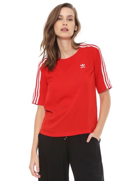 Camiseta adidas Originals ADICOLOR 3 Stripes Vermelha - Marca adidas Originals