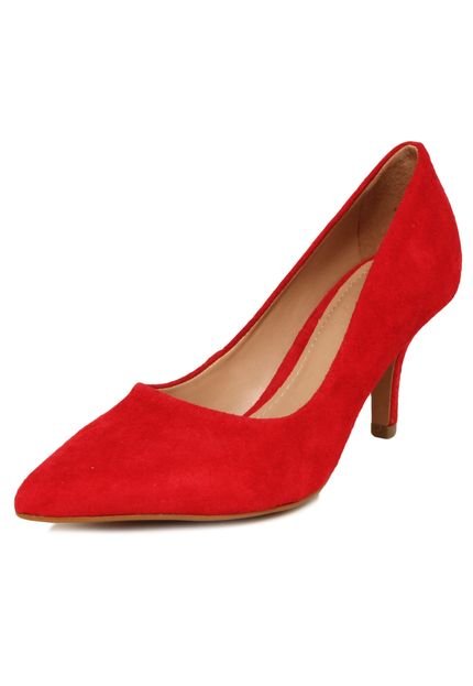 Scarpin Couro Andarella Salto Baixo Vermelho - Marca Andarella