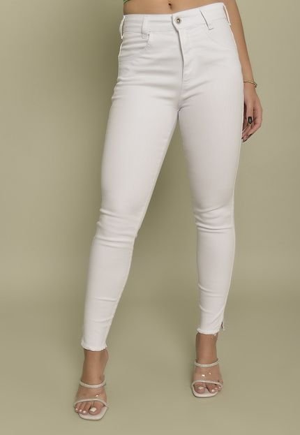 Calça Jeans Cigarrete Branco com Cintura Média Dialogo Feminino - Marca Dialogo Jeans