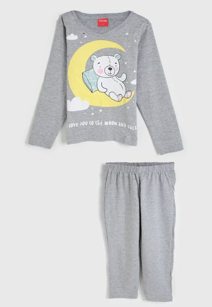 Pijama Tricae Longo Infantil Urso Cinza - Marca Tricae