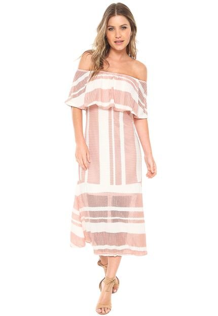 Vestido Acostamento Midi Ombro a Ombro Rosa - Marca Acostamento