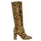 Bota Feminina Cano Longo Animal Print Pelo Estampa Tigre Salto Grosso Alto Bico Redondo Christian Fischer Couro - Marca Christian Fischer