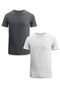 Camiseta Básica Masculina Kit 2 Algodão Fio 30.1 Lisa Macia Tradicional Slim Fit Premium Techmalhas Grafite/Branco - Marca TECHMALHAS
