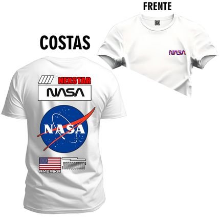 Camiseta Plus Size Unissex T-Shirt Premium Amerika Frente Costas - Branco - Marca Nexstar