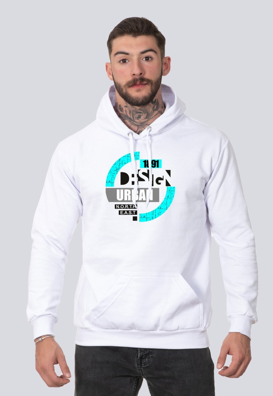 Moletom Blusa de Frio Masculino Estampado Design Urban  Branco - Marca Lucas Lunny