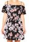 Vestido Ciganinha Queens Paris Floral Preto - Marca Queens Paris