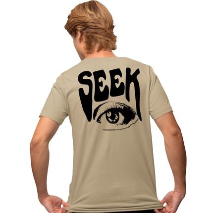 Camisa Camiseta Genuine Grit Masculina Estampada Algodão 30.1 Seek - G - Caqui - Marca Genuine