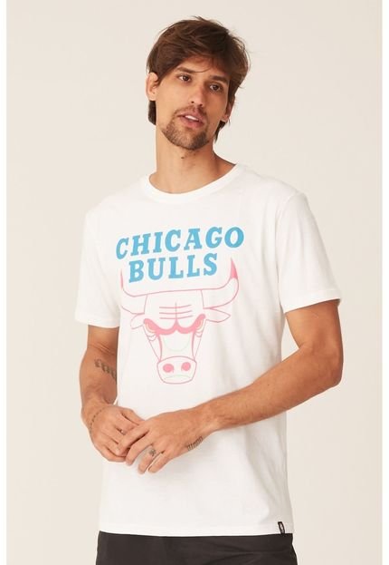 Camiseta NBA Estampada Chicago Bulls Casual Off White - Marca NBA