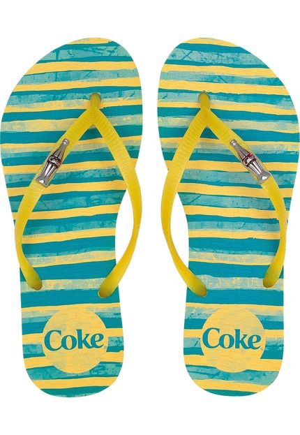 Chinelo Coca Cola Shoes Estampado Azul/Amarelo - Marca Coca Cola