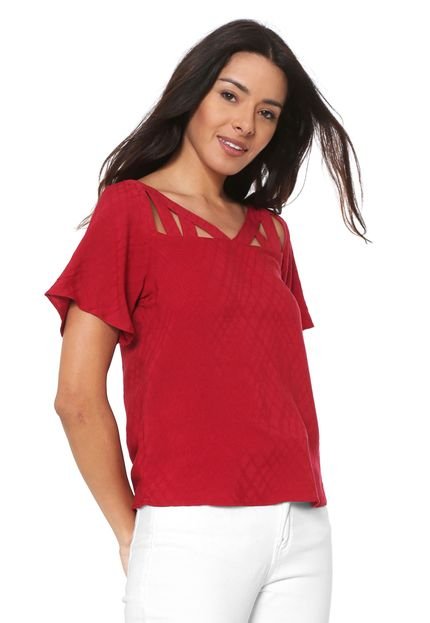 Blusa Aishty Recortes Vermelha - Marca Aishty