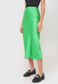 Falda Topshop Satin Bias Midi Skirt Verde - Calce Regular