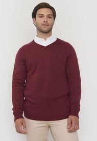 Sweater Hombre V-Neck Tejido Grueso Burdeo Corona