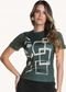 T-SHIRT FEMININA COM RECORTES NOS OMBROS  Verde Militar - Marca Art Livre