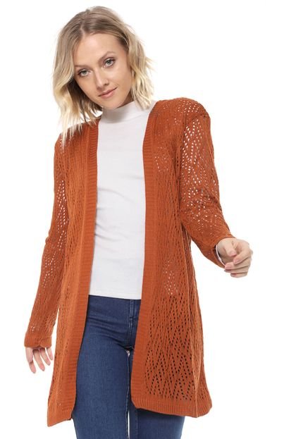 Cardigan Mercatto Tricot Liso Laranja - Marca Mercatto