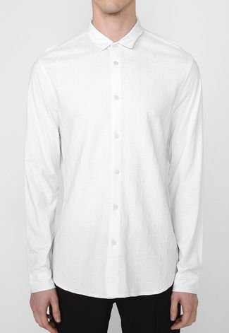 Camisa Formal Blanca Con Textura