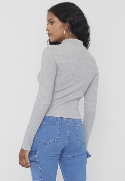 Polera Mujer Manga Larga Cuello Moc Melange Grey Corona Compra