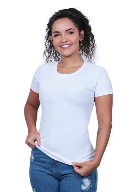 Camiseta Feminina Baby Look Algodão Techmalhas Branco - Marca TECHMALHAS