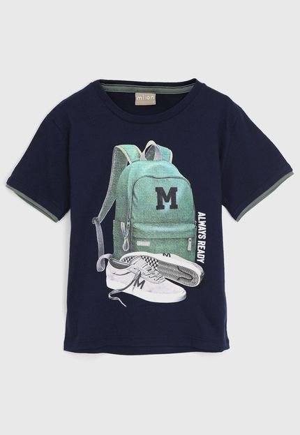 Camiseta Milon Infantil Estampada Azul-Marinho - Marca Milon