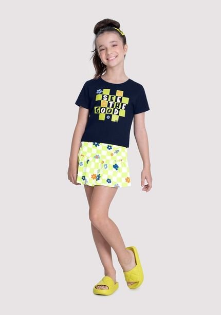 Conjunto Infantil Menina com Shorts-Saia - Marca Alakazoo