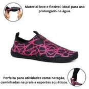 Kit Sapatilha Feminino Aqua01 Antiderrapante Confortável Para Piscina Praia Rosa   Relógio Led - Marca Yes Basic