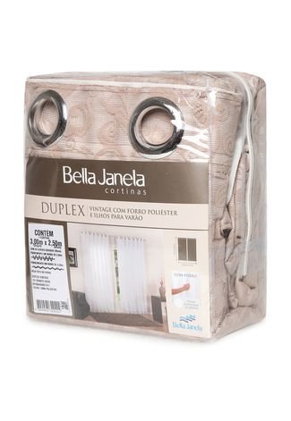 Cortina Bella Janela Duplex Vintage 3,00x2,50m Nude
