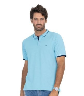 Camisa Polo Masculina Em Piquet Diametro Azul Compre Agora