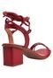 Sandália ROSA CHIC CALÇADOS Salto Baixo Grosso Bloco Bico Quadrado Gladiadora Amarração Vermelha - Marca Rosa Chic Calçados