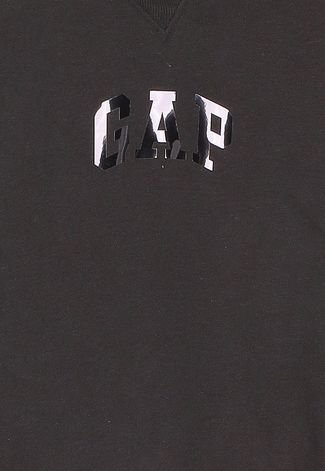 Blusa Infantil de Moletom GAP Logo Metalizado Preta