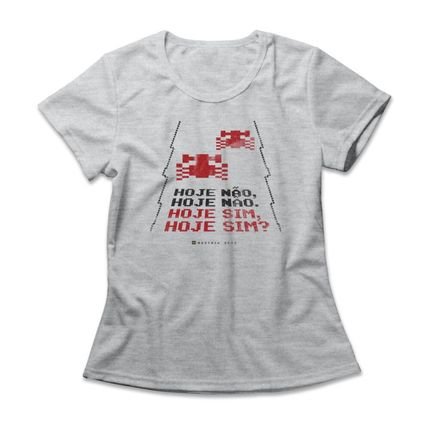 Camiseta Feminina Hoje Sim - Mescla Cinza - Marca Studio Geek 