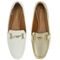 Kit 2 Pares Sapato Feminino Mocassim Donatella Shoes Bico Quadrado Confort Branco Croco e Ouro Light - Marca Donatella Shoes