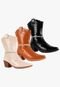 Bota Feminina Croco Western com Strass Bico Fino Texana Country Boiadeira Off White - Marca TAKATA BY RAFAEL TAKATA