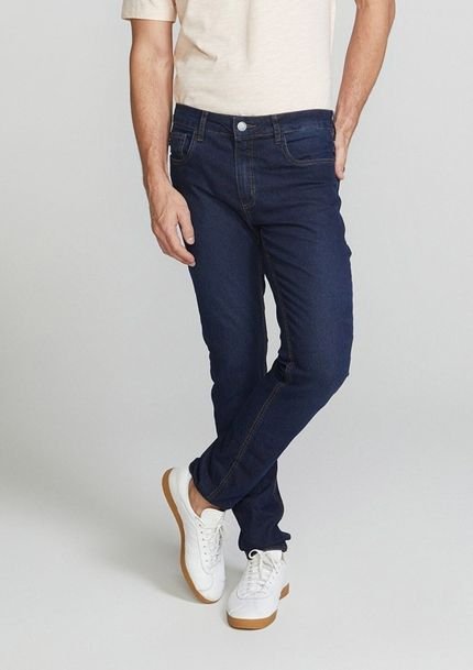 Calça Jeans Masculina Skinny Com Elastano Azul Escuro - Marca Hering